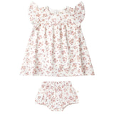 Organic Short Sleeve Flutter Dress - Petit Floral - HoneyBug 