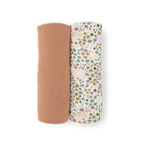 Stretch Knit Swaddle Blanket 2 Pack - Pressed Petals - HoneyBug 
