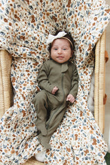 Winter Green Organic Cotton Ribbed Zipper - HoneyBug 