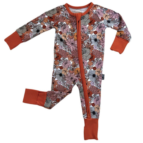 Zip Romper - Neutral Floral - HoneyBug 