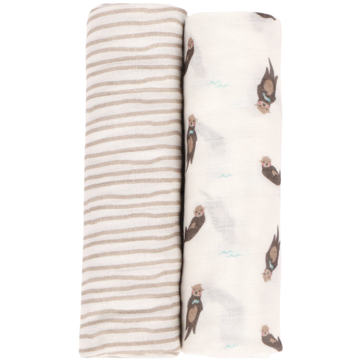 Otter & Taupe Wave Swaddle Set - HoneyBug 