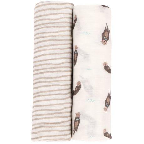 Otter & Taupe Wave Swaddle Set - HoneyBug 