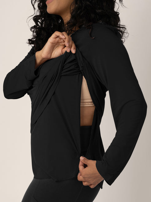 Bamboo Nursing & Maternity Long Sleeve T-shirt | Black - HoneyBug 