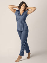 Davy Nursing & Maternity Pajama Set | Slate Blue - HoneyBug 