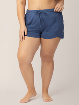 Bamboo Maternity & Postpartum Lounge Shorts | Slate Blue - HoneyBug 