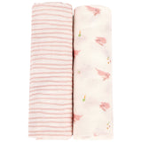 Bunny & Pink Wave Swaddle Set - HoneyBug 