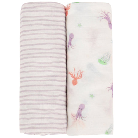 Octopus & Lavender Wave Swaddle Set - HoneyBug 