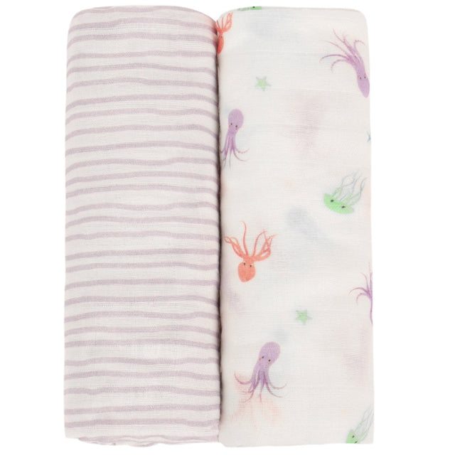 Octopus & Lavender Wave Swaddle Set - HoneyBug 