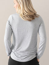 Bamboo Nursing & Maternity Long Sleeve T-shirt | Grey Heather - HoneyBug 