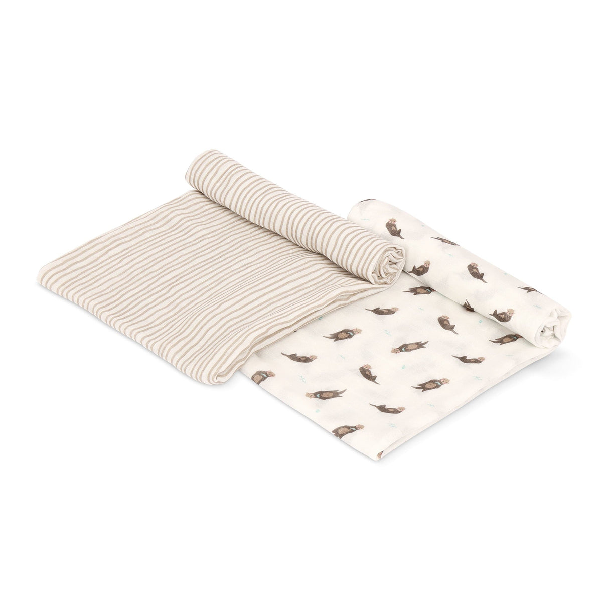 Otter & Taupe Wave Swaddle Set - HoneyBug 
