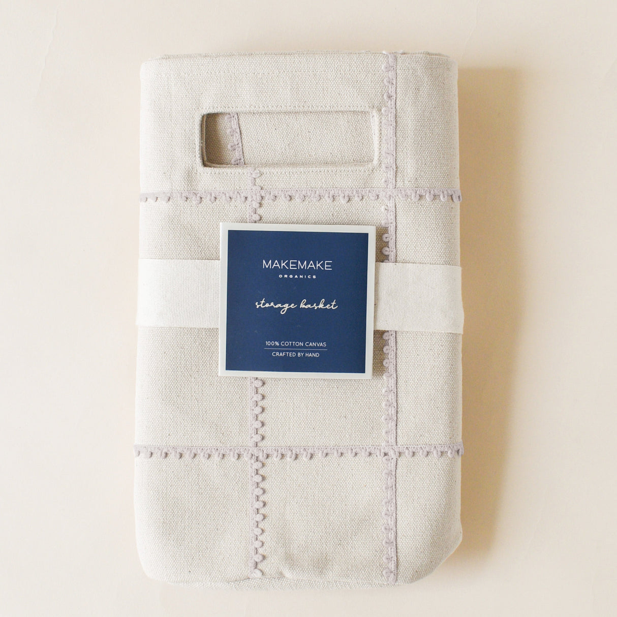 Handmade Canvas Storage Basket Lace - Taupe