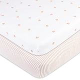 Pack N Play I Portable Crib Sheet Set - Mauve Tulip & Stripes - HoneyBug 