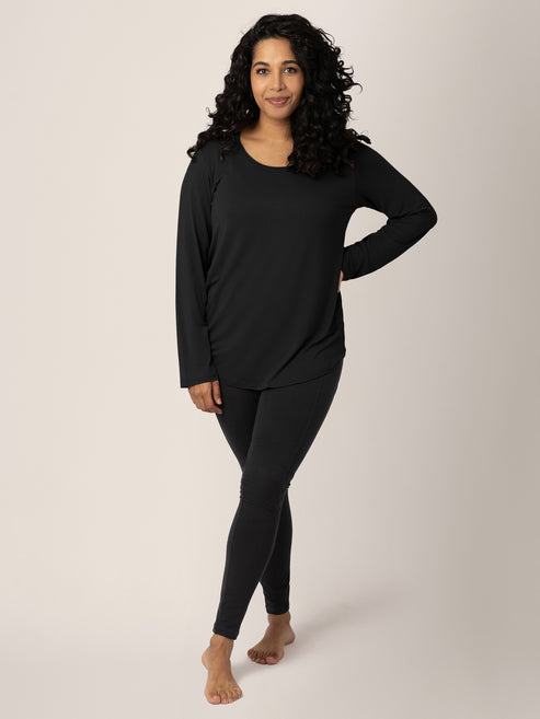 Bamboo Nursing & Maternity Long Sleeve T-shirt | Black - HoneyBug 