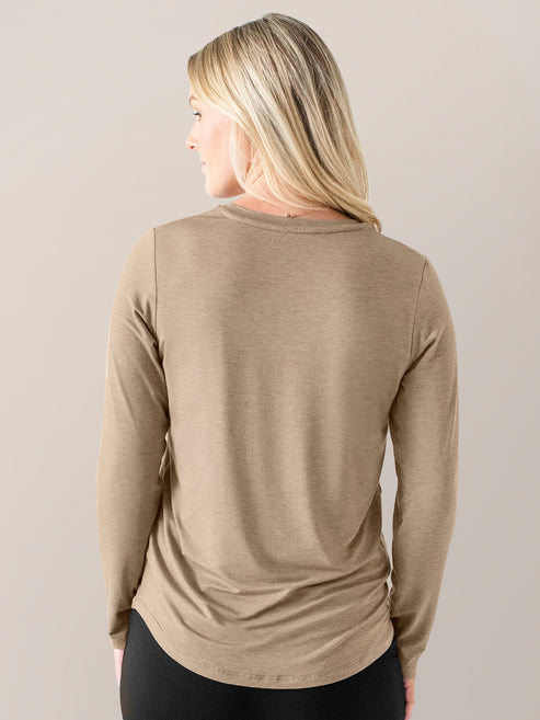 Bamboo Nursing & Maternity Long Sleeve T-shirt | Wheat - HoneyBug 