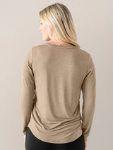 Bamboo Nursing & Maternity Long Sleeve T-shirt | Wheat - HoneyBug 