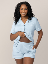 Clea Bamboo Classic Short Sleeve Pajama Set | Mist - HoneyBug 