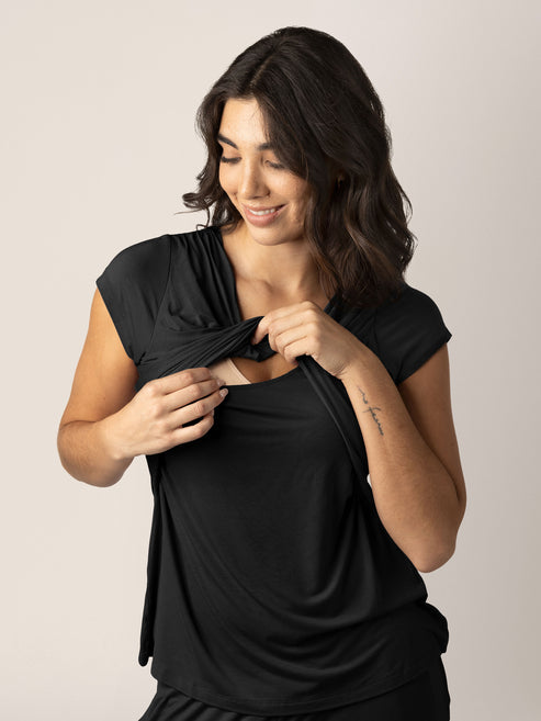 Davy Nursing & Maternity Pajama Set | Black - HoneyBug 