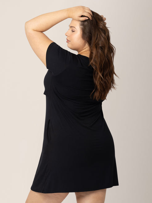 Eleanora Bamboo Maternity & Nursing Lounge Dress | Black - HoneyBug 