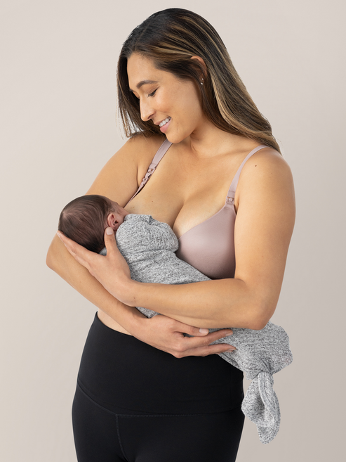 Minimalist Hands-Free Pumping & Nursing Plunge Bra | Lilac Stone - HoneyBug 