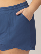 Bamboo Maternity & Postpartum Lounge Shorts | Slate Blue - HoneyBug 