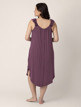 Ruffle Strap Labor & Delivery Gown | Burgundy Plum - HoneyBug 