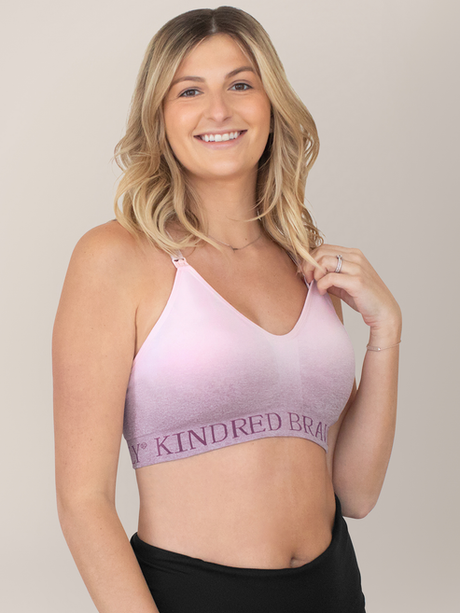 Sublime® Hands-Free Pumping & Nursing Sports Bra | Ombre Purple - HoneyBug 