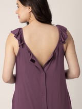 Ruffle Strap Labor & Delivery Gown | Burgundy Plum - HoneyBug 
