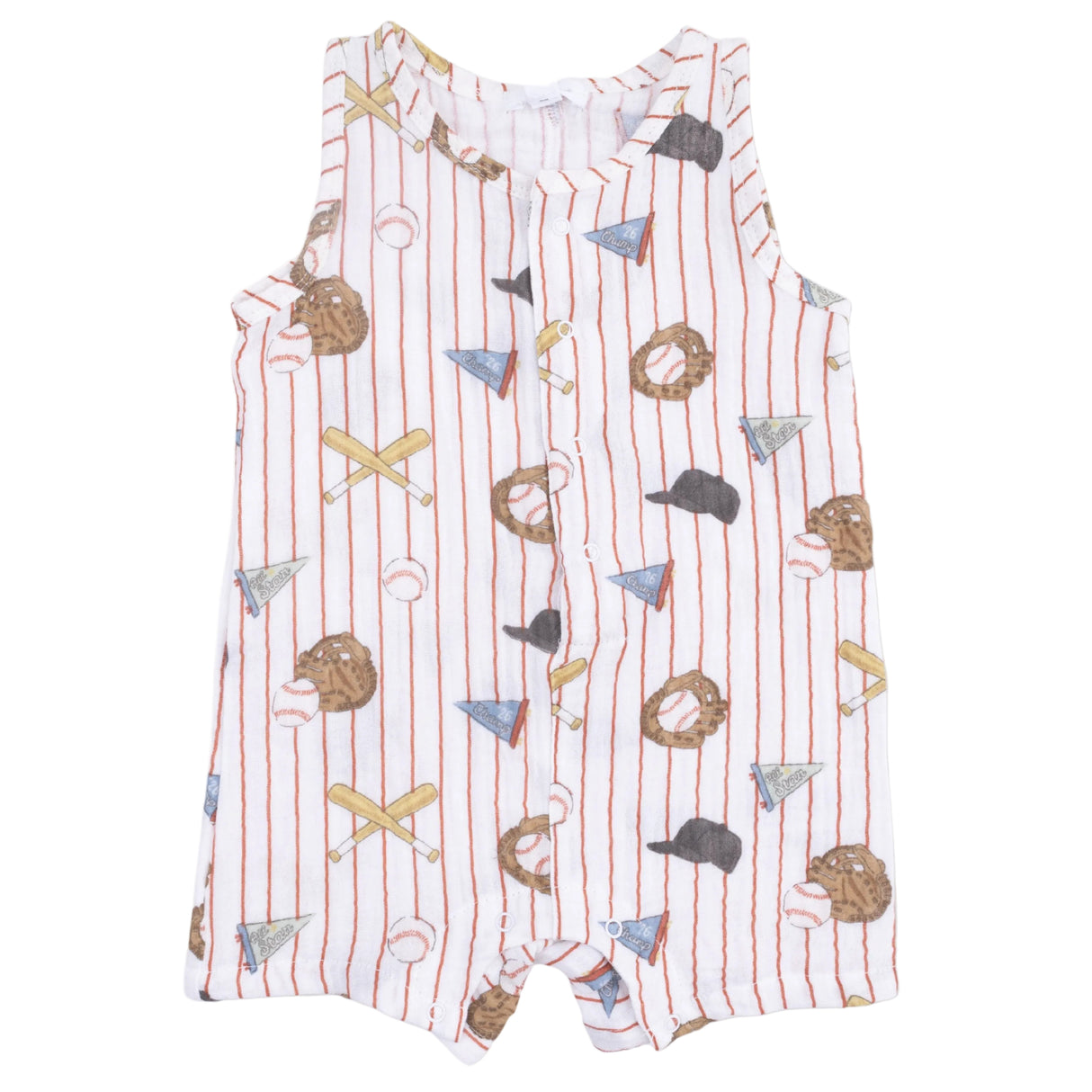 Vintage Baseball Stripe  - Sleeveless Shortie Romper