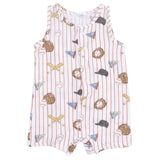 Vintage Baseball Stripe  - Sleeveless Shortie Romper