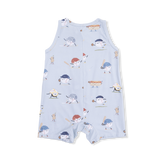 Baseballs Playing Baseball - Sleeveless Shortie Romper