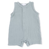 Solid Muslin Jadeite - Sleeveless Shortie Romper