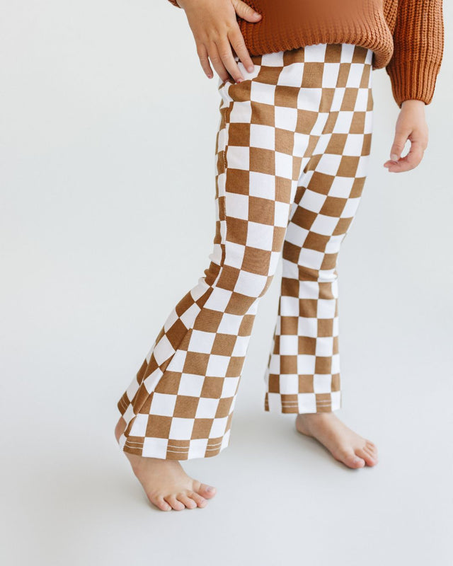 Checkered Flare Pants | Copper - HoneyBug 
