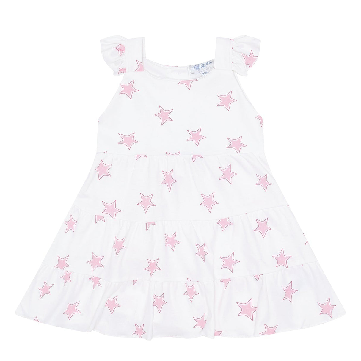 Pink Stars Print Ruffle Dress