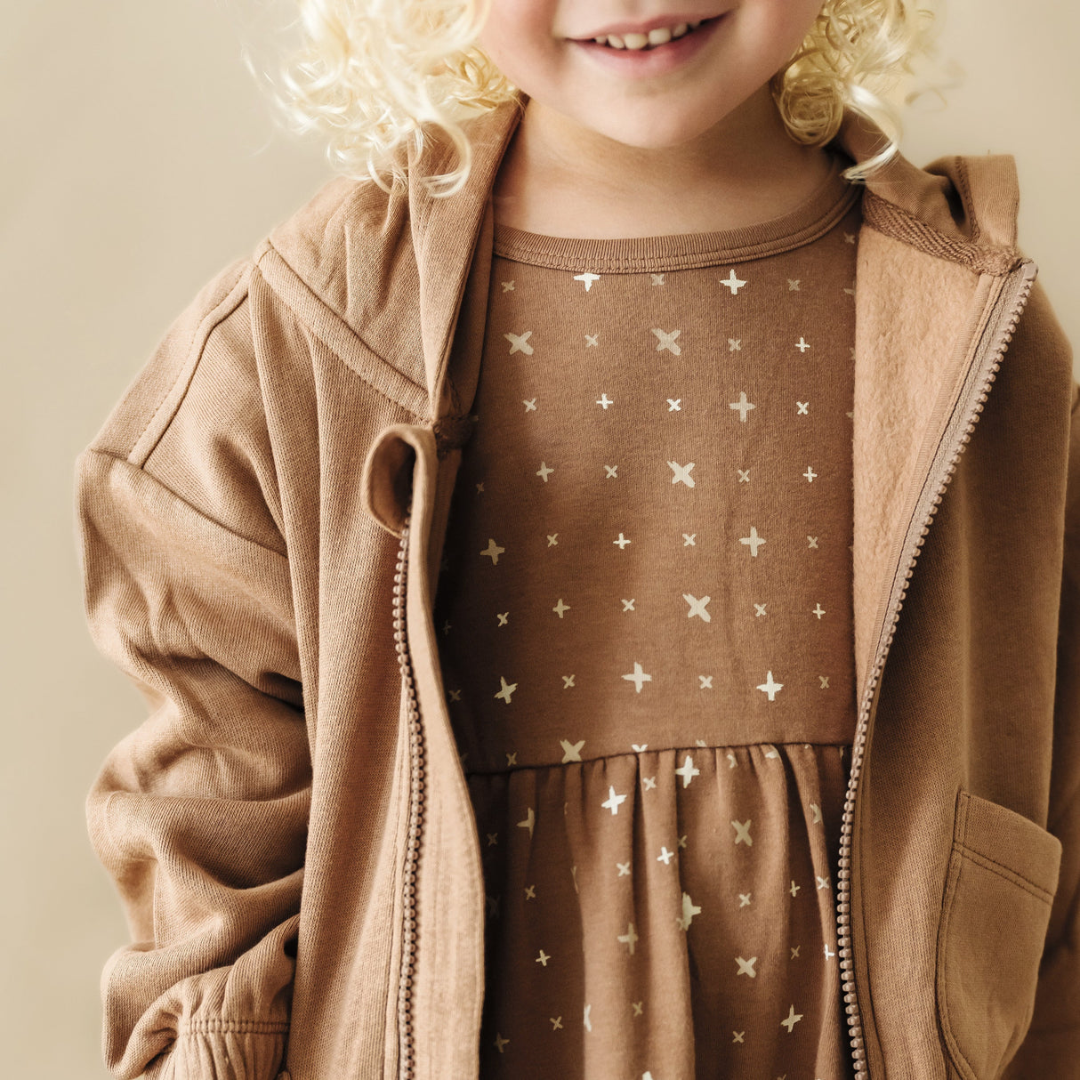 Organic Baby Toddler Hooded Jacket - Cocoa - HoneyBug 