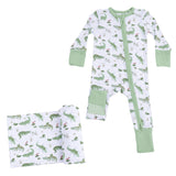 Crayon Alligators - Convertible Romper & Swaddle Blanket Set