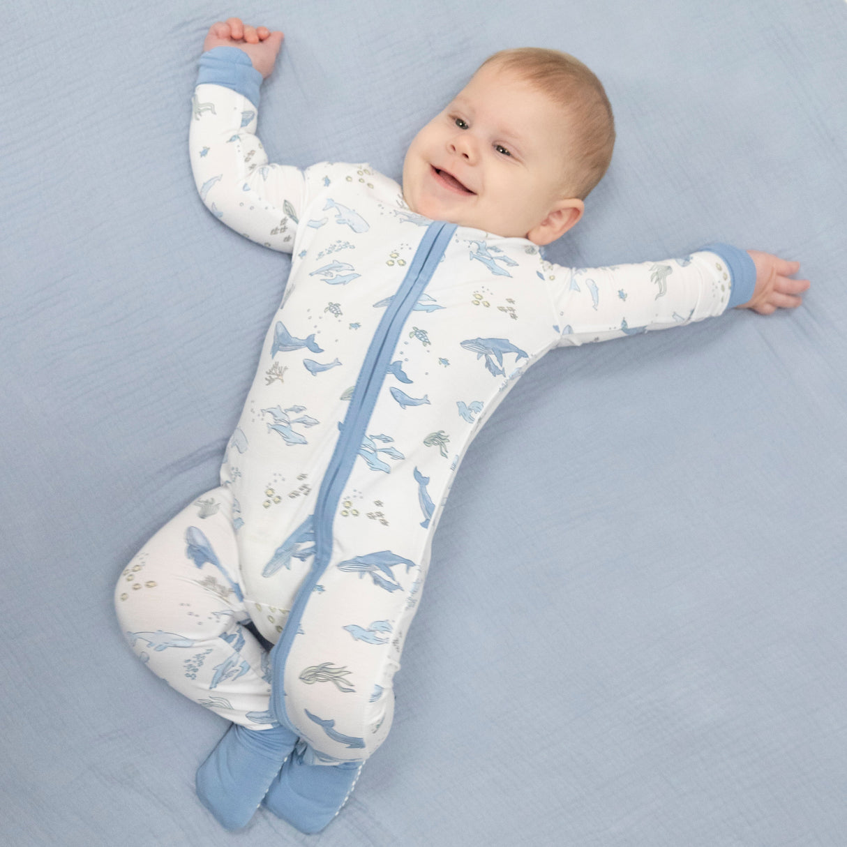Watercolor Blue Whales - Convertible Romper
