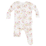 2 Way Ruffle Zipper Footie - Floral Owl Families - HoneyBug 