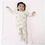 2 Way Ruffle Zipper Footie - Floral Owl Families - HoneyBug 
