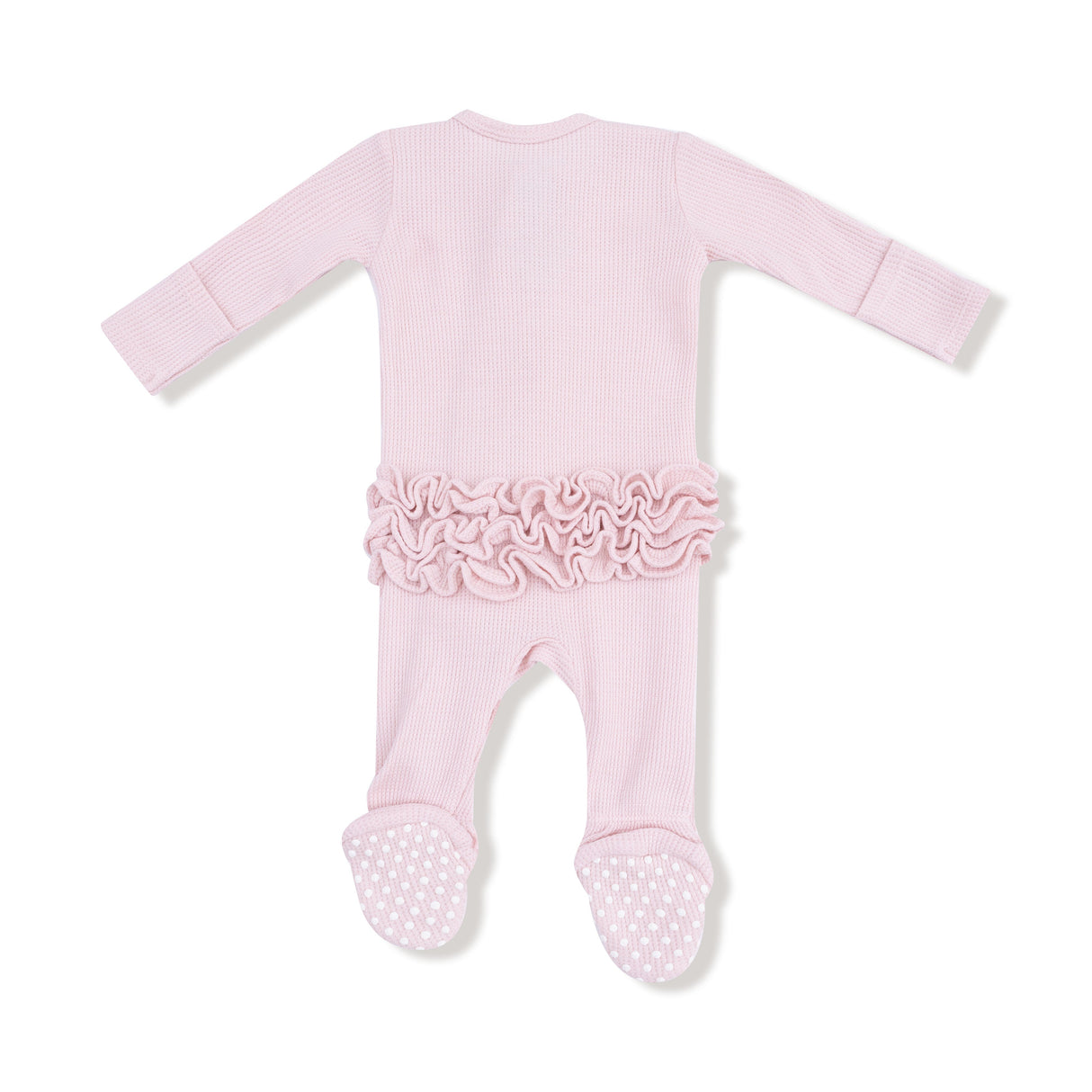 2 Way Ruffle Zipper Footie - Veiled Pink - HoneyBug 