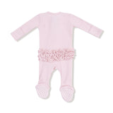 2 Way Ruffle Zipper Footie - Veiled Pink - HoneyBug 