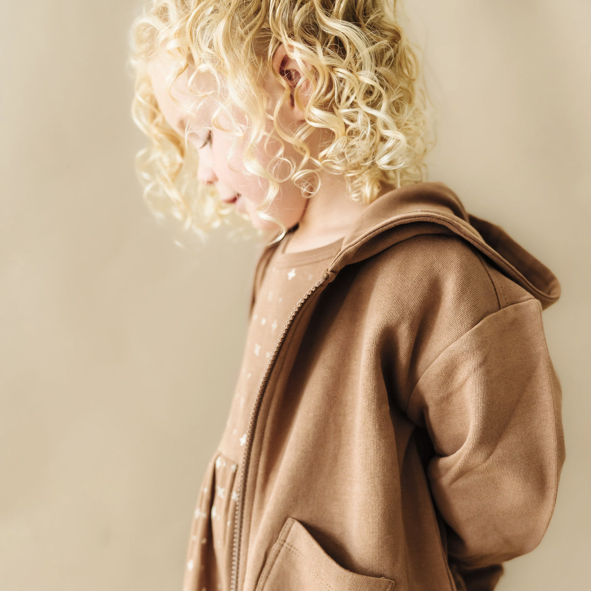 Organic Baby Toddler Hooded Jacket - Cocoa - HoneyBug 