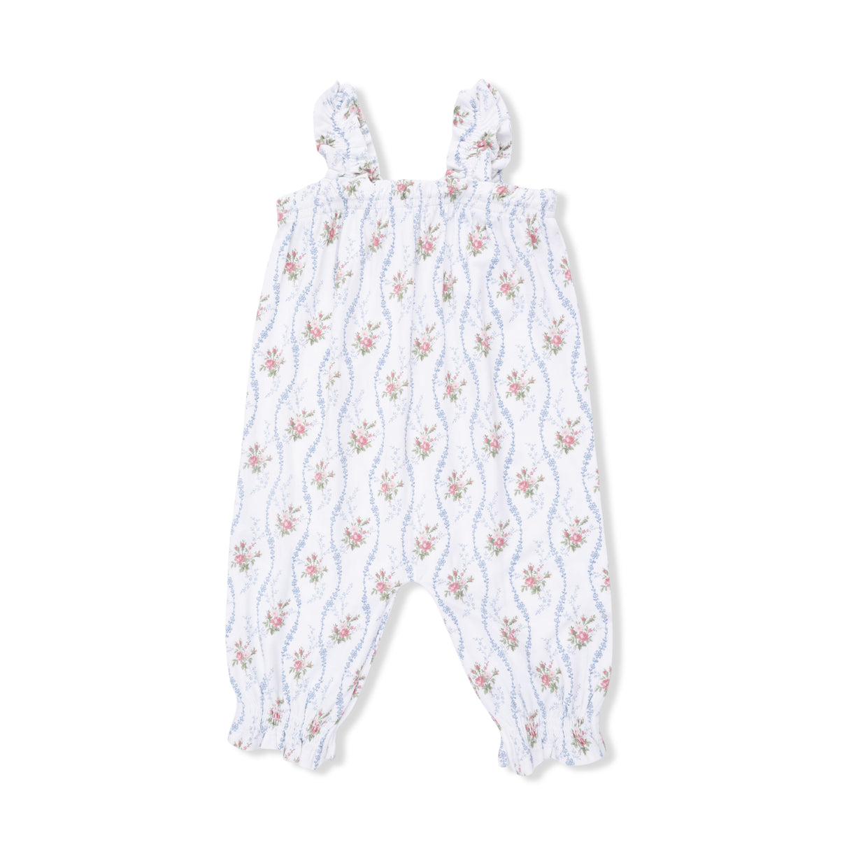 Heirloom Rose Stripe - Ruffly Strap Overall