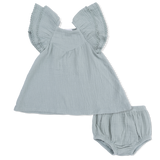 Solid Muslin Jadeite - V-Neck Dress and Bloomer
