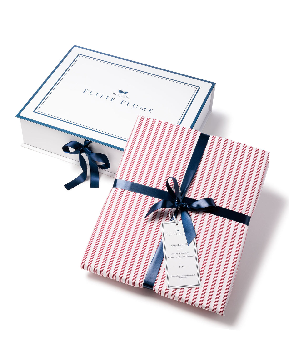 Luxe Premium Percale Bed Sheets in Antique Red Ticking - HoneyBug 