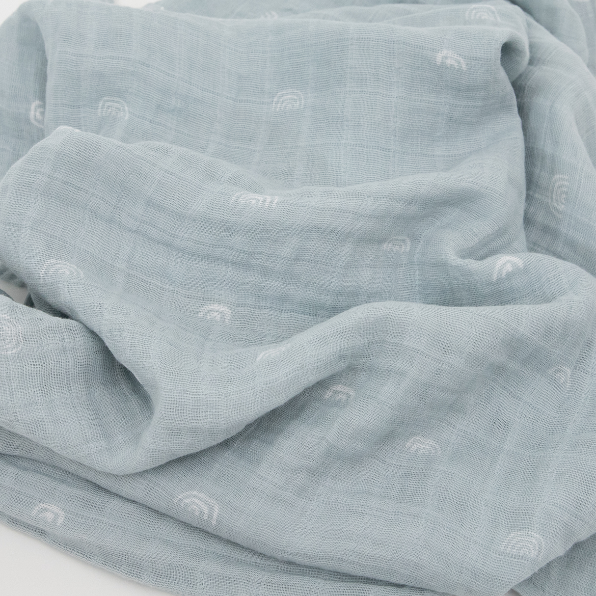 Cotton Muslin Swaddle Blanket - Blue Rainbow - HoneyBug 