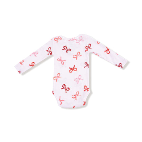 Lap Shoulder Bodysuit - Candy Cane Bows - HoneyBug 