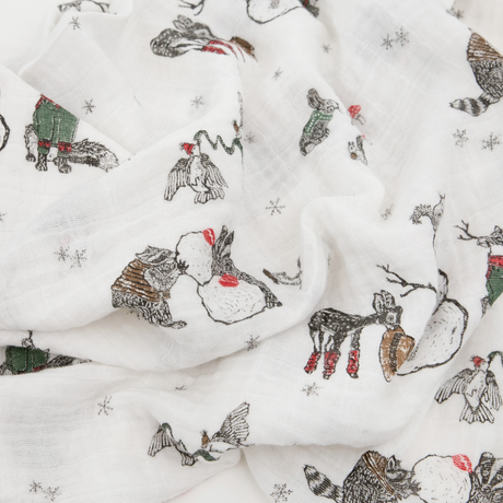 Cotton Muslin Swaddle Blanket 3 Pack - Snow Day - HoneyBug 