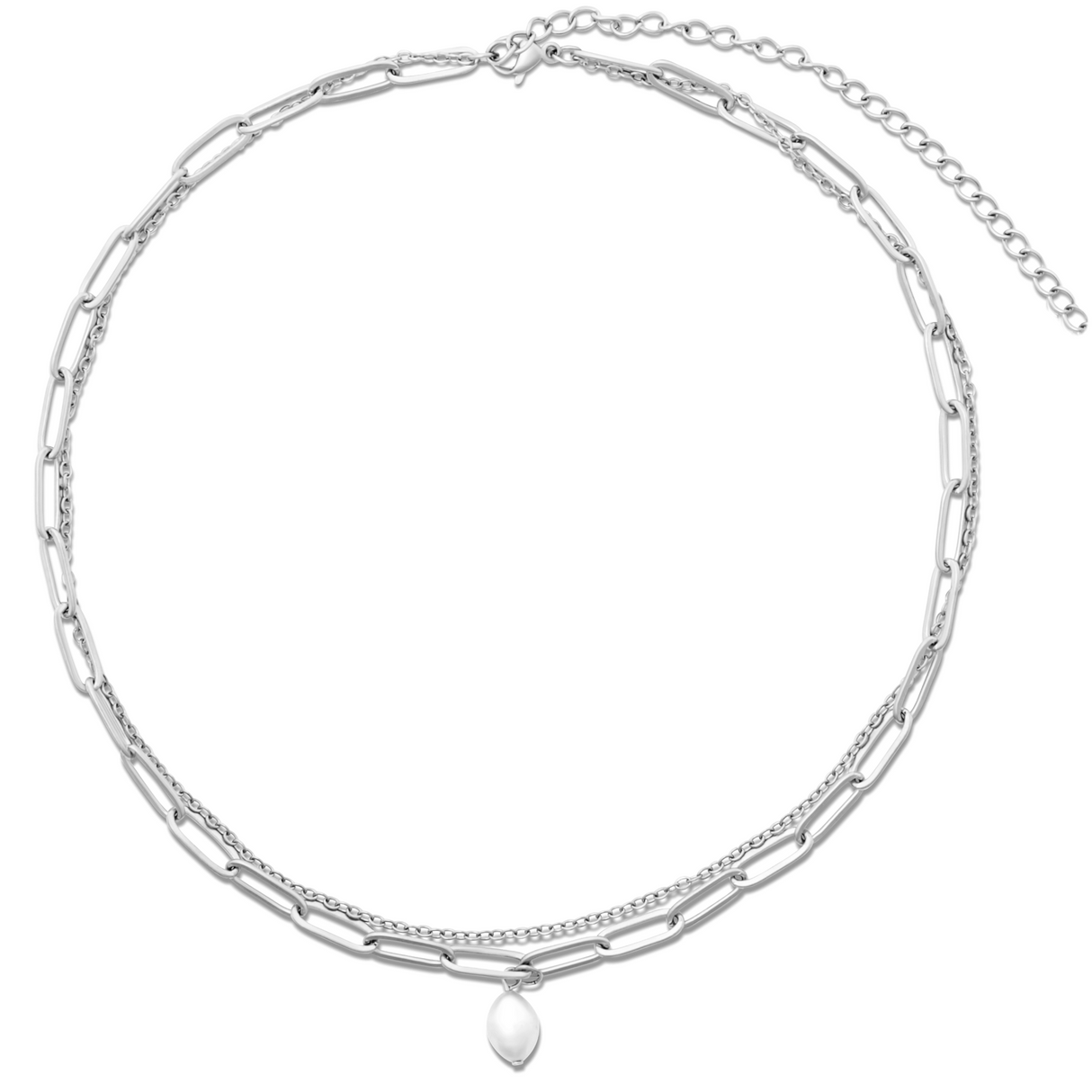 Renee Double Chain Pearl Choker Necklace - HoneyBug 