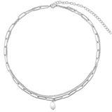 Renee Double Chain Pearl Choker Necklace - HoneyBug 