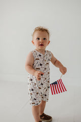 Boy's Sleeveless Romper - HoneyBug 